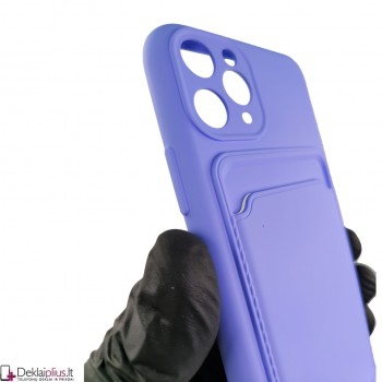 Švelnus silikoninis dėklas su kišenėle - violetinis (Apple Iphone 11 Pro)